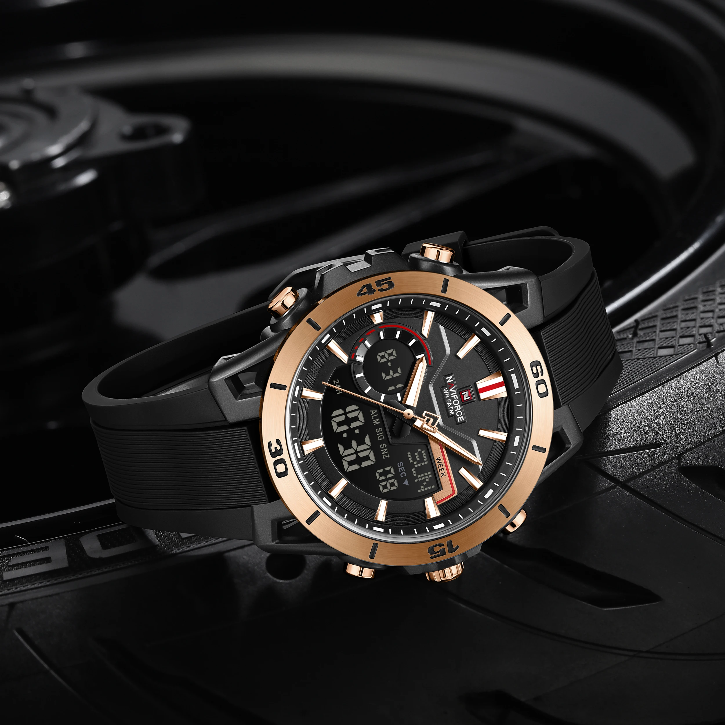 NAVIFORCE 7135 Sports Fashion Electronic Watches for Man Luminous 