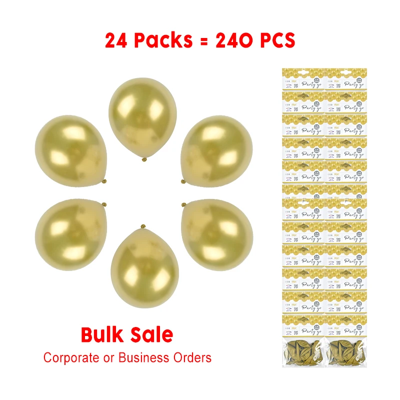 

240 Pieces-10'' Pearl Finish Gold Latex Balloons 10pcs/Pack 24 Packs (240pcs Total)