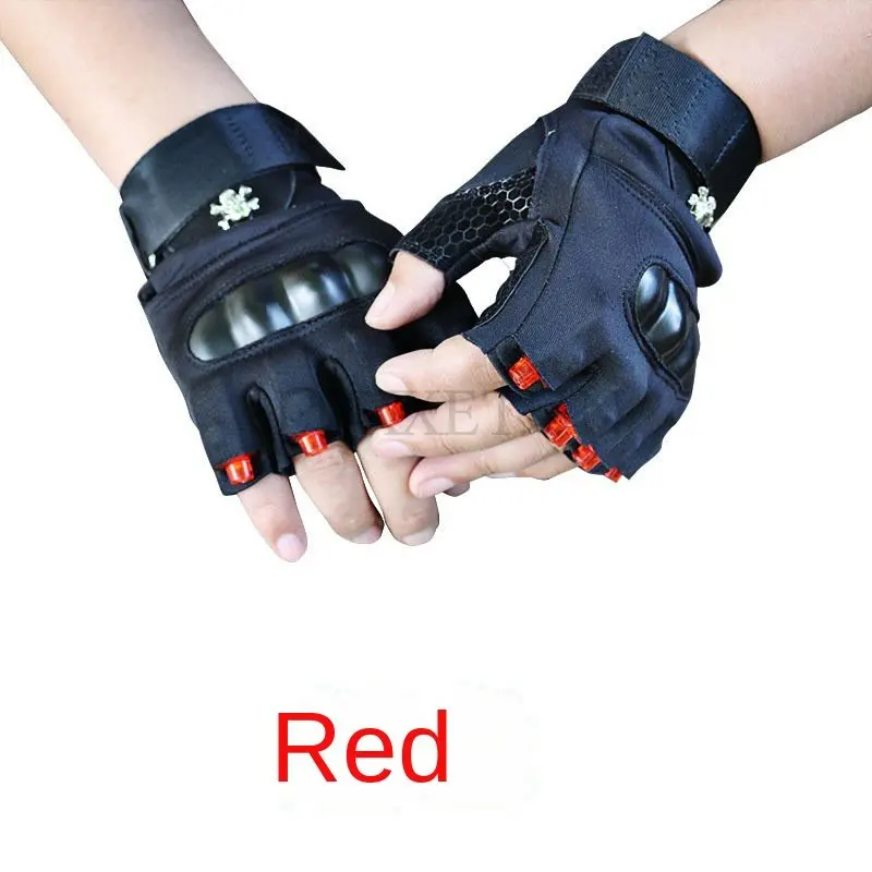 Half finger gloves Men\'s motorcycle outdoor MTB road bicycle sport fishing LED laser luminous stage gloves