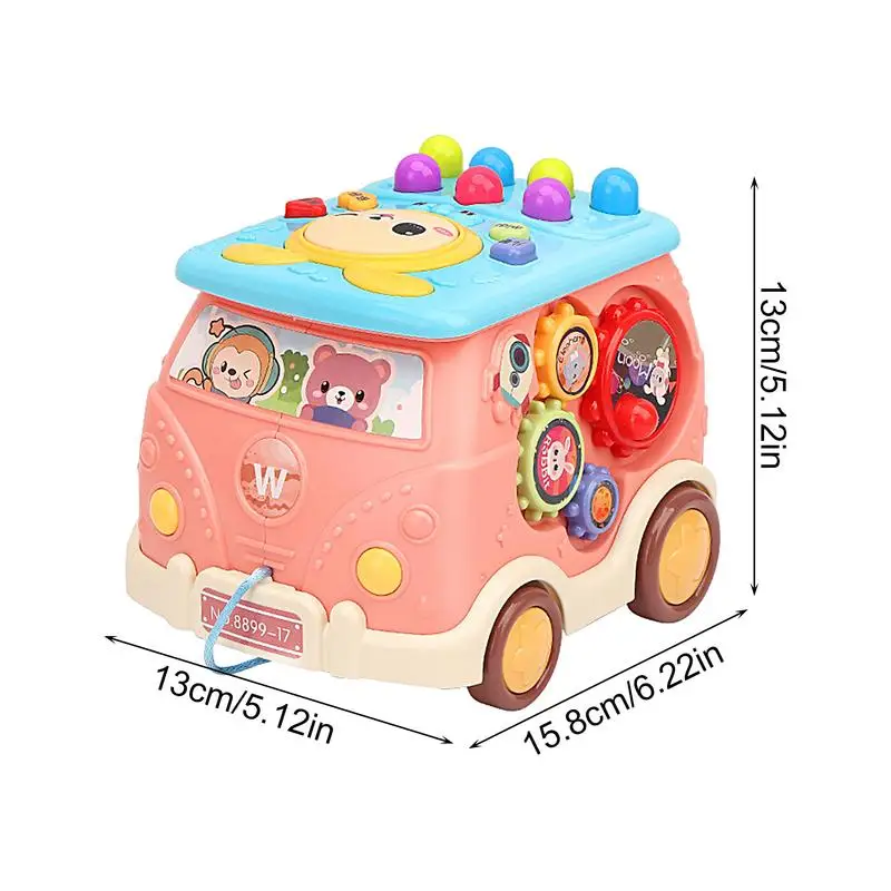 Toddler Educational Car Toys Early Educational Toy Bus Toy Cartoon Bus Educational Toys With Light & Music For Boys Girls Kid