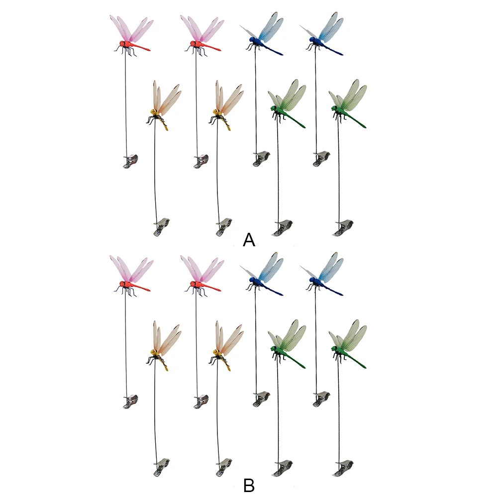 

8 шт., зажим с имитацией стрекозы, износостойкий зажим для стрекозы, 3D искусственные зажимы для шляпы для декора патио, садоводства