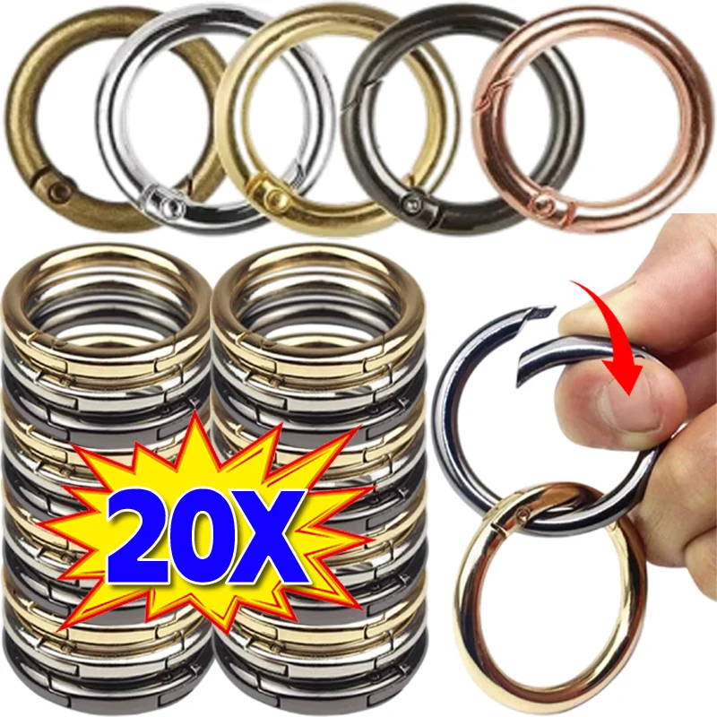 20Pcs Metal Purse Buckles 20/25/28/33mm Spring O Ring Round Carabiner Snap Hook Spring Keyring Clasp DIY Jewelry Bag Accessories