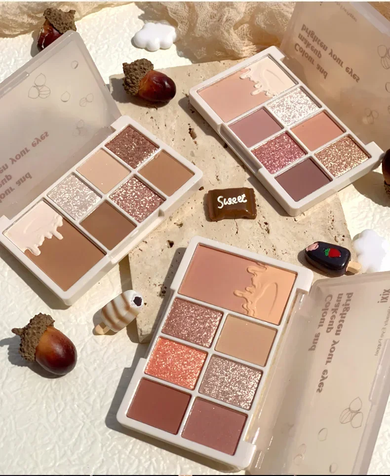 Xixi チェスナット 7色アイシャドウパレット ニュートラルな日常メイク ヌードブラウン系 マット＆シマー仕上げ 自然な仕上がり