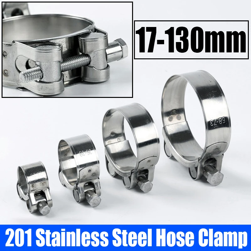 

1PCS European Style Powerful Hose Clamp 201 Stainless Steel Pipe Clamp Exhaust Circular Air Water Pipe Clip Fastener 17mm-130mm