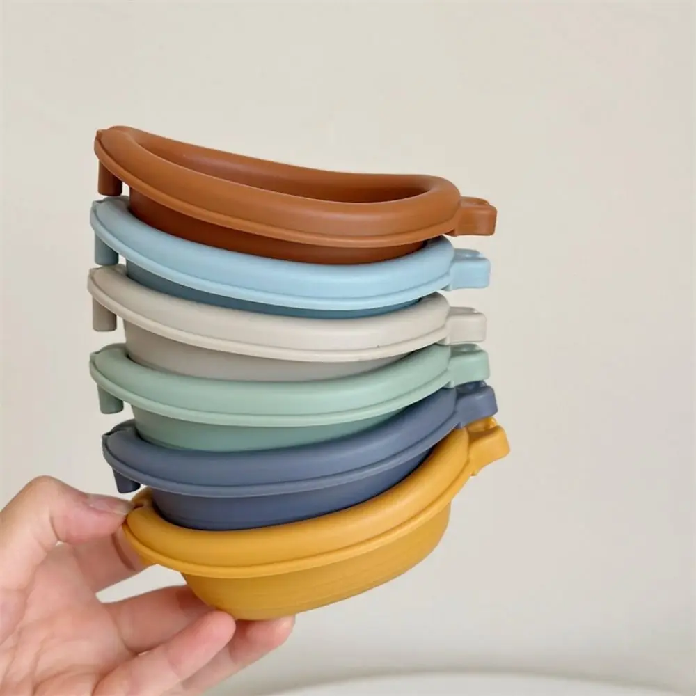 

Finger Puppet Baby Bath Toys Folding Tower Early Education Floating Shower Toy Animal Designs Silicone Stacking Boat Toys