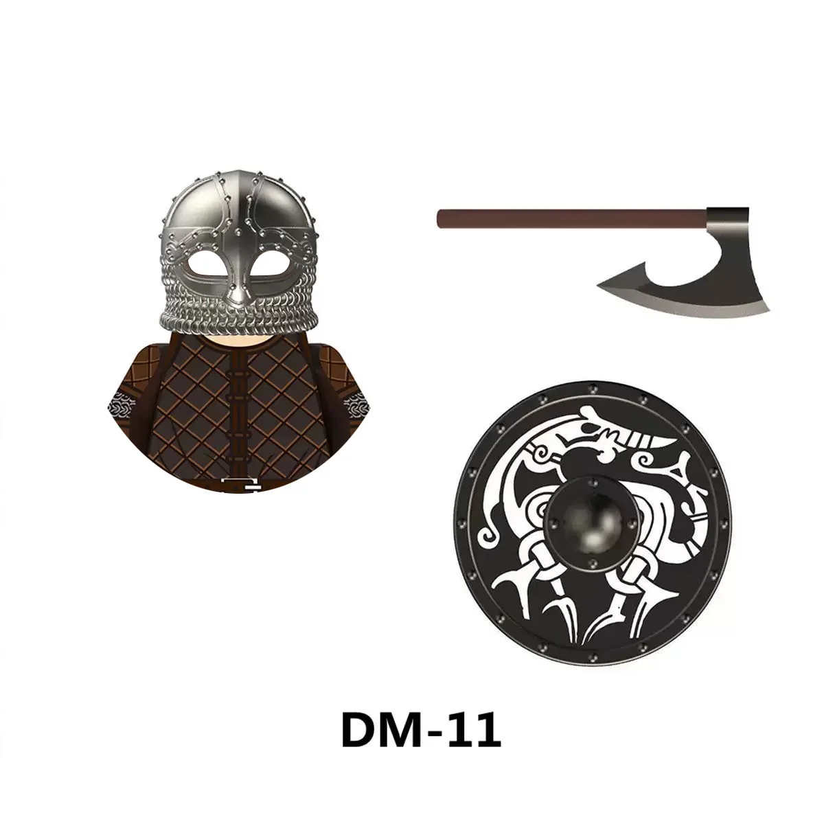 Medieval knights, ancient Viking warriors, third-party building block minifigures, children's assembly toys
