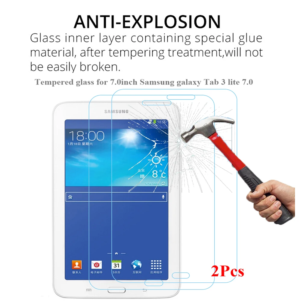 2Pcs/Pack Screen Protector for Samsung galaxy Tab 3 lite 7.0 Model SM-T110 T111 T113 HD 9H Tempered Glass for Samsung SM T110