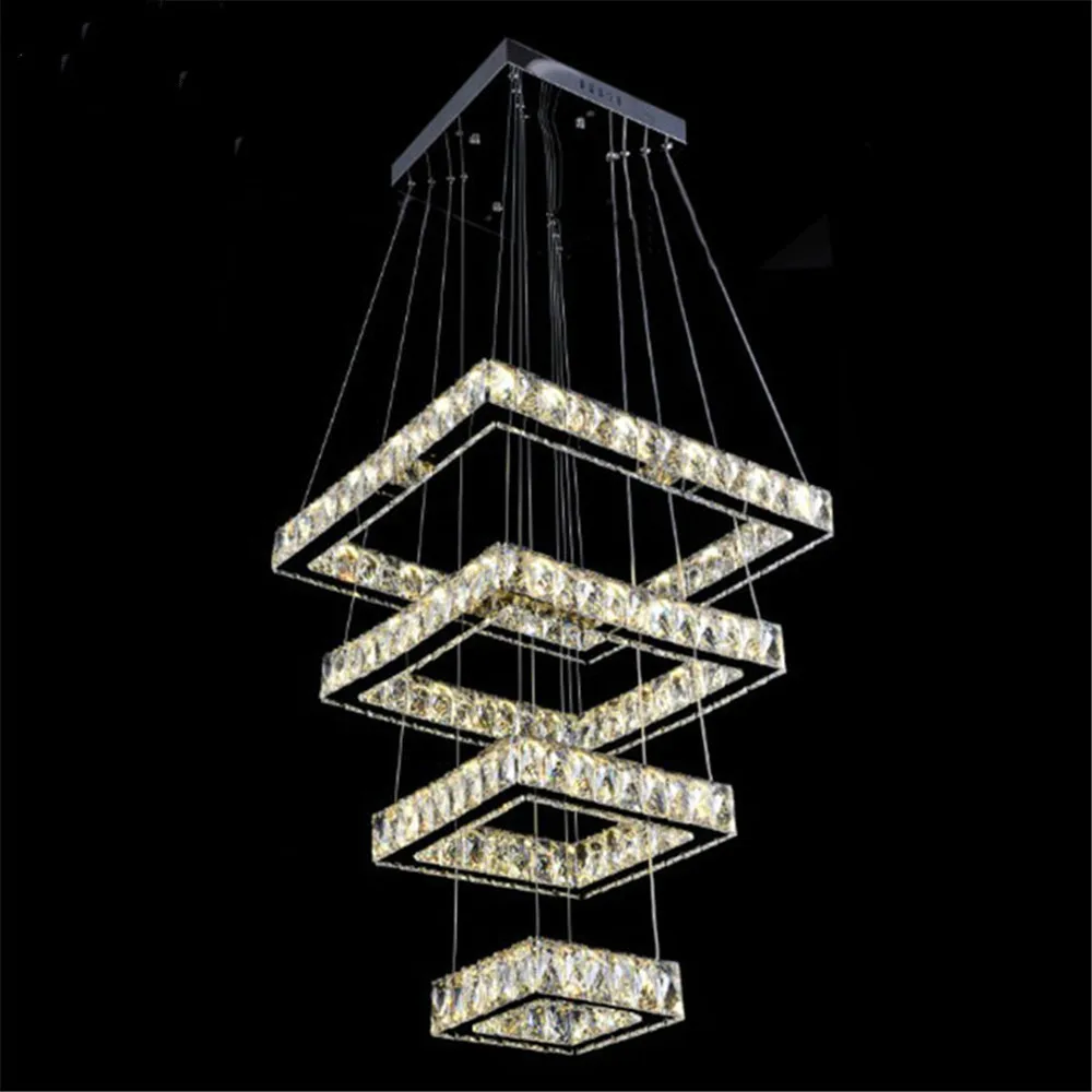 

Modern Square Chandelier Long Rectangle Crystals LED Lamp Hanging Light Fixtures Adjustable Cristal Lustre Lighting