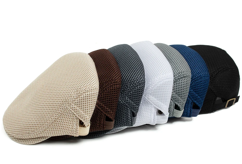 Neue Sommer Atmungsaktive Mesh Baskenmütze Mode Lässig Sonnenblende Flachen Hut Vintage Männer Frauen Zeitungsjunge Mütze Für 54-59 cm Kopf Umfang – Detail 1