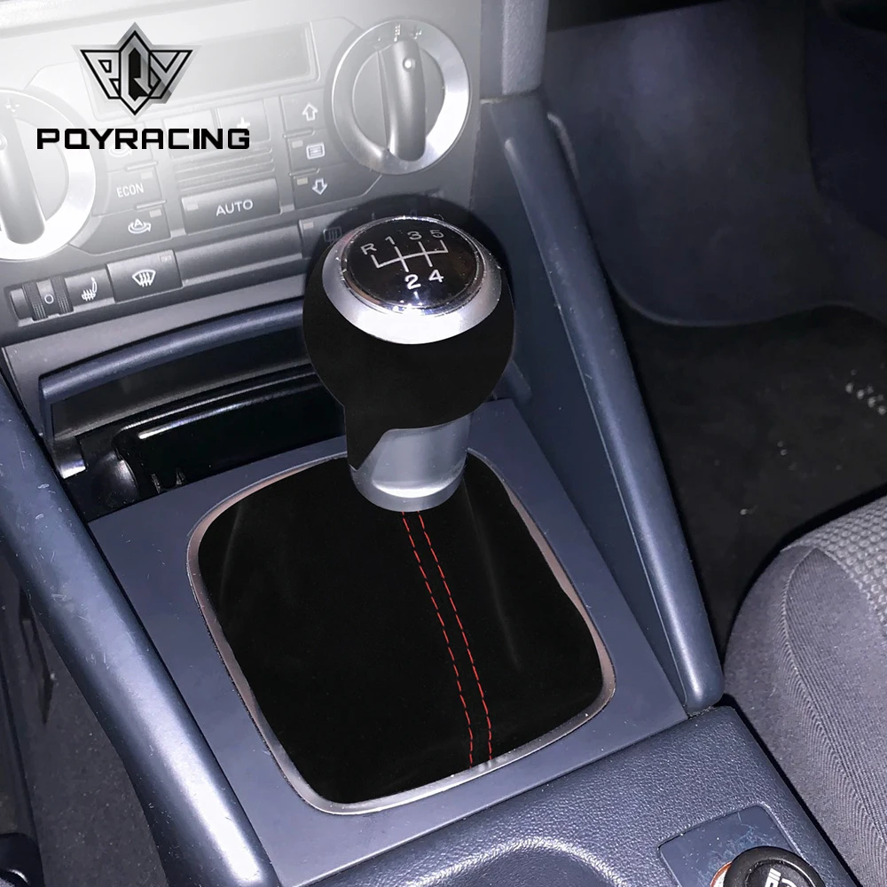 5 Speed Manual MT Gear Shift Knob With Gaiter Boot Dust Cover Black Suede For 07-15 Audi A4 B8 Q5 S Line VW Golf 5 6 MK5 MK6