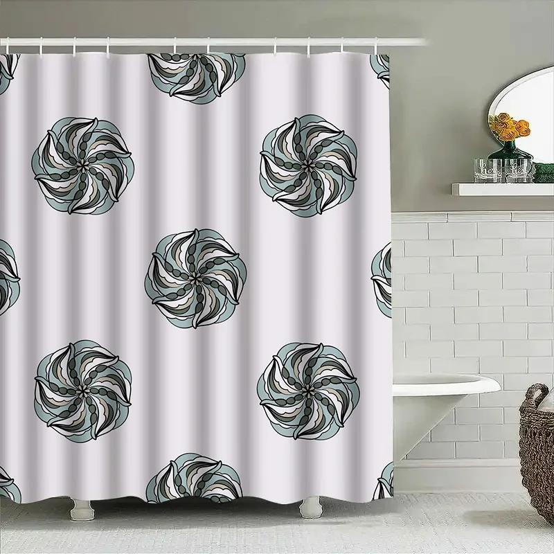 

Charming Modern Bathroom Shower Curtain with Swirly Pattern 180cm Waterproof Fabric Decorative Bath Curtains for Your Home