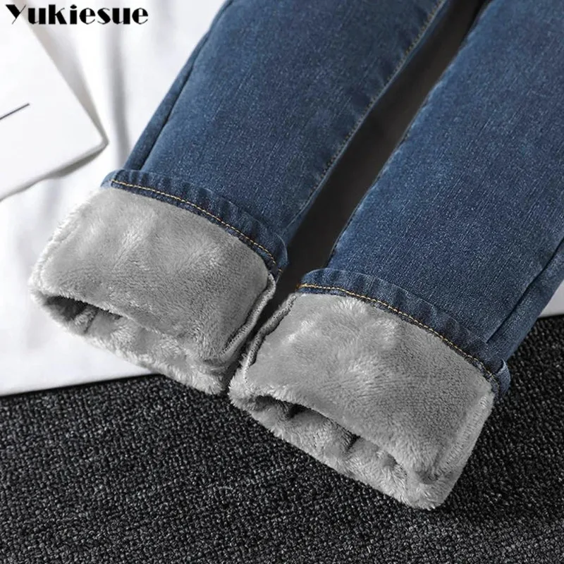 Damesbroek vrouwelijke jeans winter dik Damesbroek hoge taille zwarte skinny y2k baggy jeans voor dames denim nieuwe potloodbroek