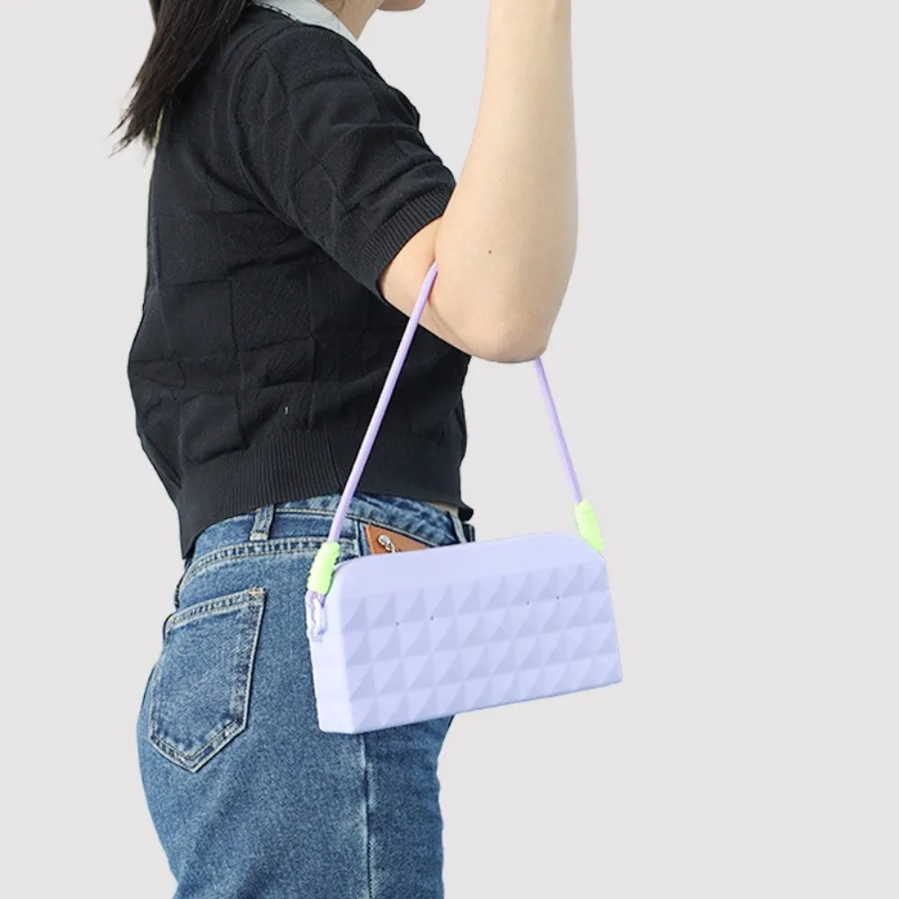

Reusable Silicone Cosmetic Bag with Lanyard Zipper Closure Multifunction Phone Bag New Design Portable Storage Pouch Daily Use