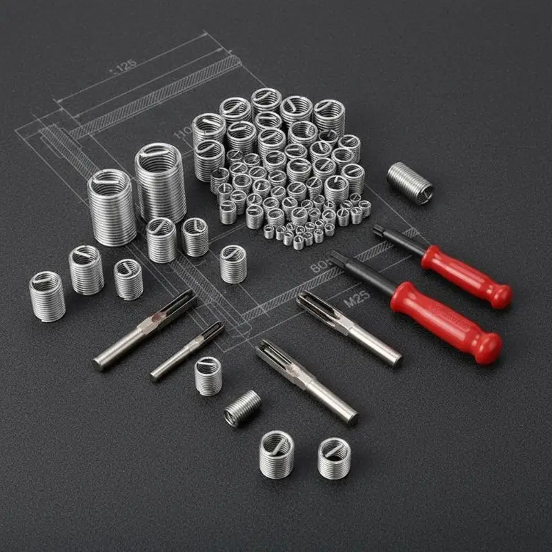 60Pcs/Set Stainless Steel Wire Thread Insert Thread Repair M3-M12 Stainless Steel Spiral Wire Screw For Helical Repair