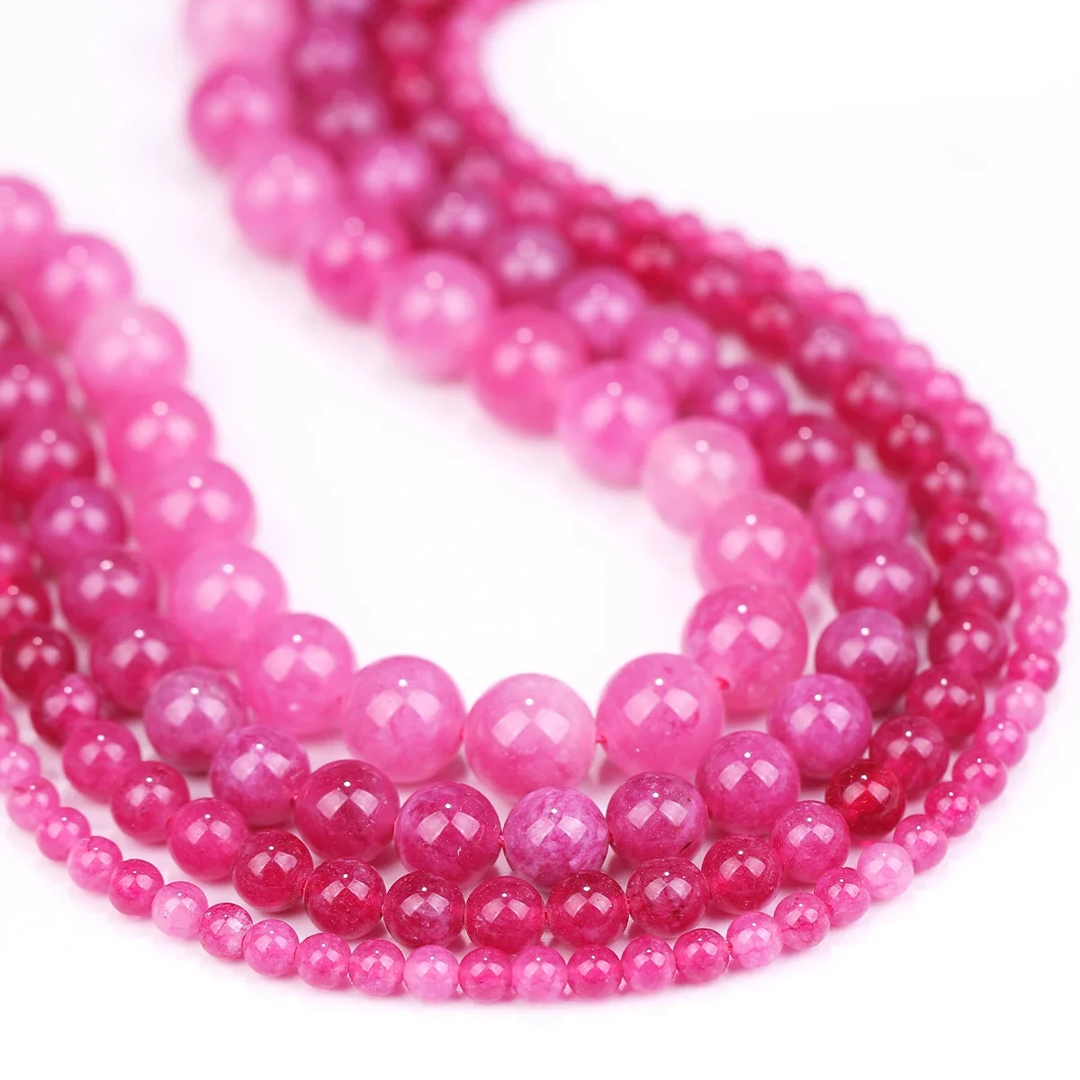 1 Streifen Diy Perlen Rosa Jaspis Perle Runde Natürliche Lose Stein Perlen Für Schmuck Machen DIY Armband Zubehör 4/6/8/10mm