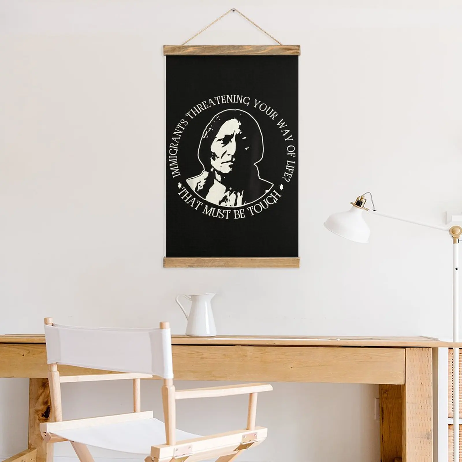 المهاجرين تهديد الحياة جدارية قوية غرفة المعيشة الجدار الديكور الكتان معلقة اللوحة لطيف العبقري غريب الأطوار الأبيض تزيين #4