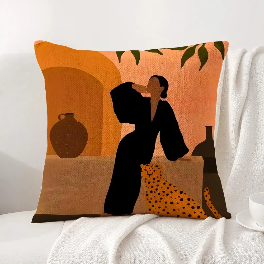 Kissenbezug mit abstrakter Kunstillustration, natürliches Leinen, Bio-Stoff, doppelseitiger Druck, atmungsaktiv, perfekt für die Inneneinrichtung – Detail 16