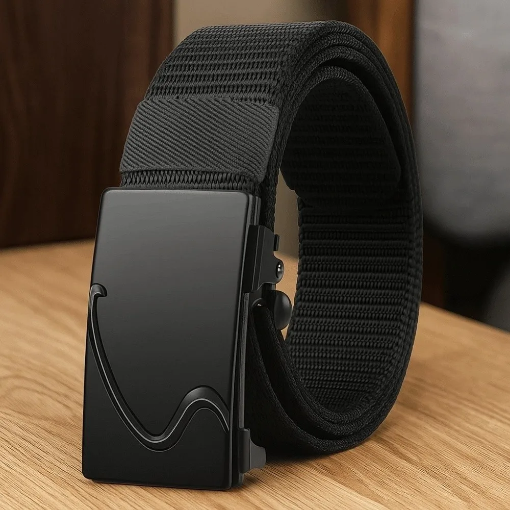 أزياء سبائك الرجال حزام نايلون الملمس بلون القماش حزام دائم التلقائي مشبك قوي القماش حزام الأولاد