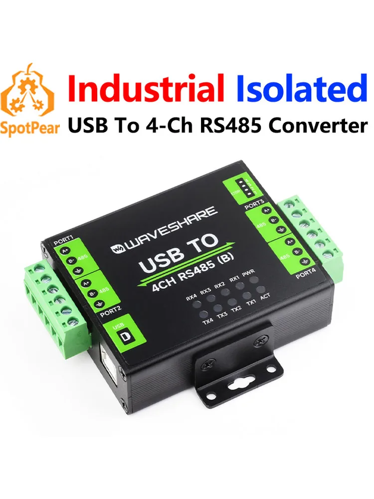 Przemysłowy izolowany konwerter USB na 4-kanałowy RS485 (B) UART CH344L do montażu na ścianie/szynie — zdjęcie produktu 7