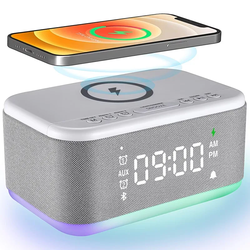 3 In 1 Light 5W Phone  Charger Alarm Clock With Speaker