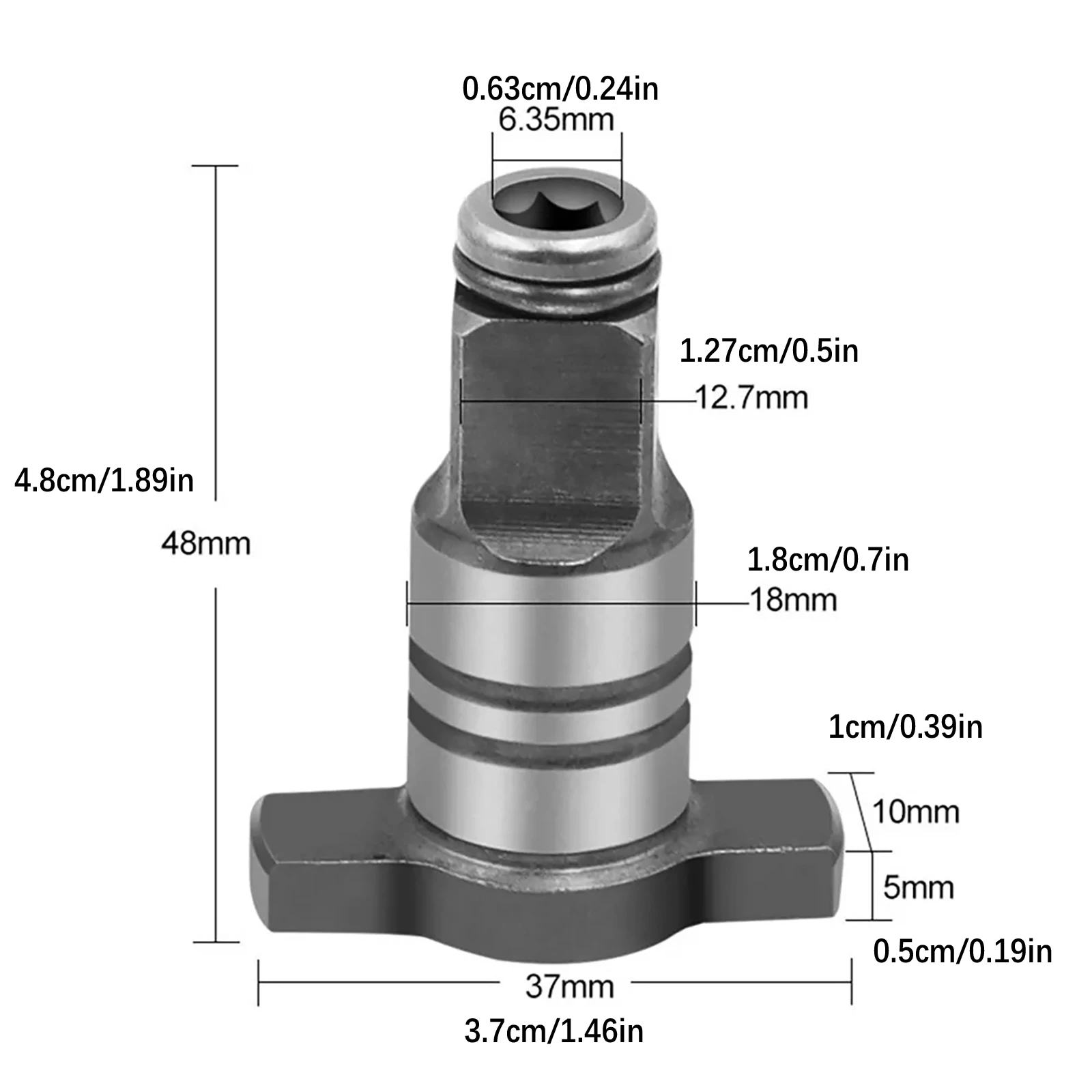 Multifunctional T-Shaft Impact Wrench Adapter Drill Bit Holder 18mm OD Square to Hex Converter for Cordless Wrench Power Tools