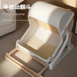 Arenero semicerrado antitracking para gatitos y gatos, fácil limpieza