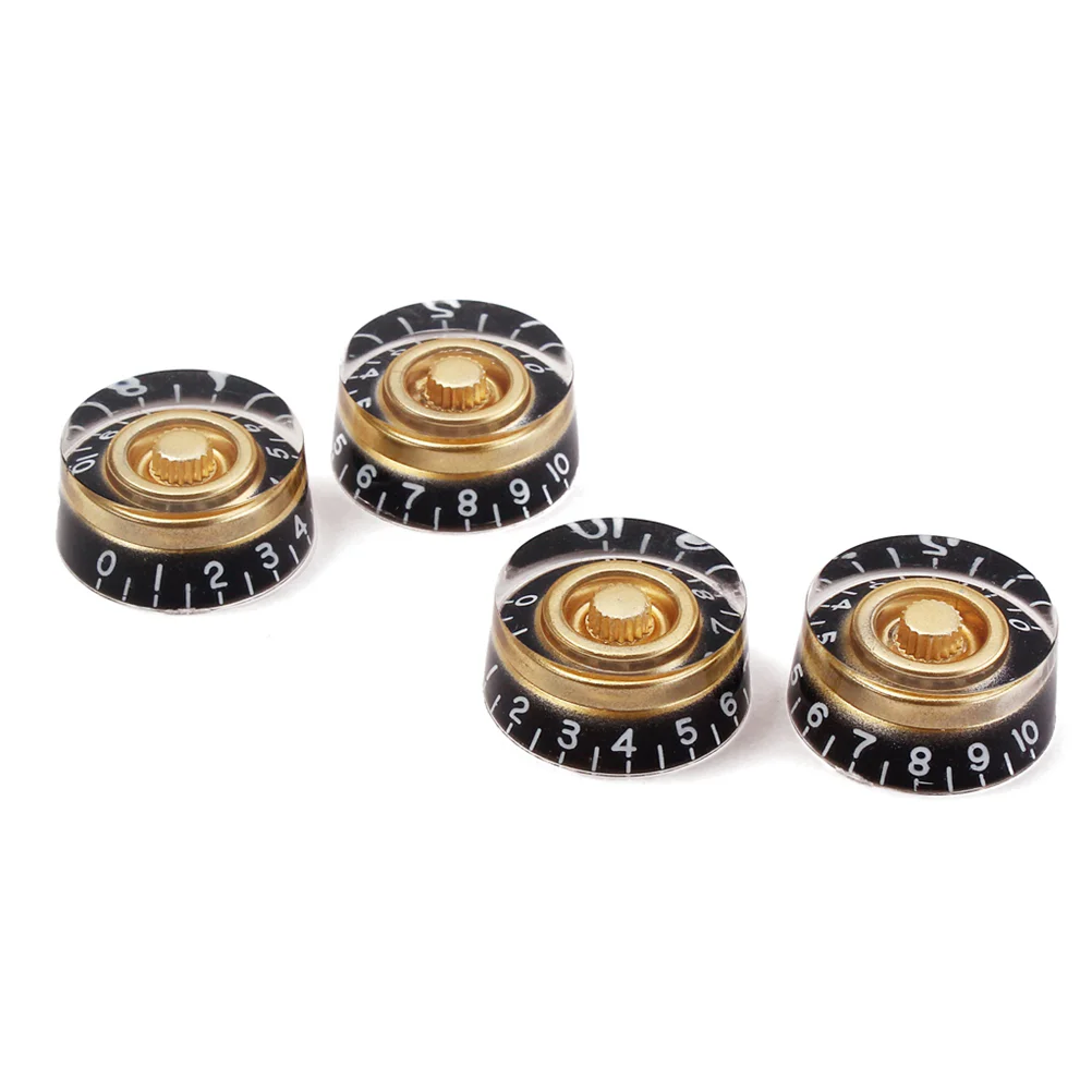 

4 PCS/ Set Guitar Knobs Volume Tone Control Rotary Knobs for Style Electric Guitar Parts Replacement (Black and Yellow)