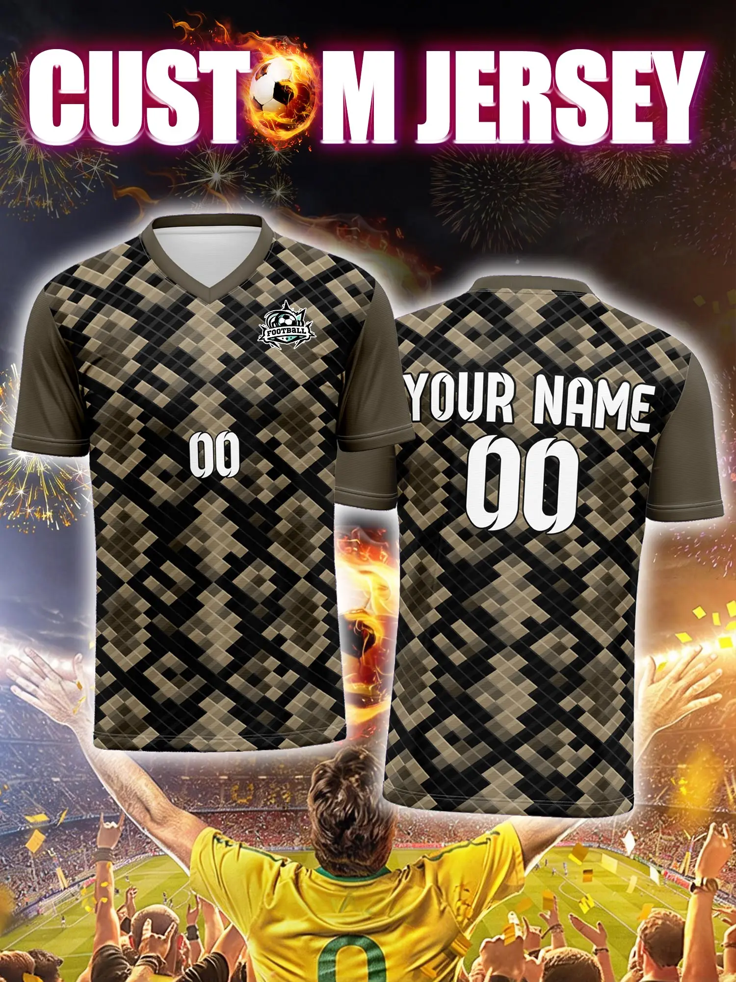 

Футбольная форма на заказ с индивидуальным изображением, номером и именем, повседневная уличная модная одежда для футбола.