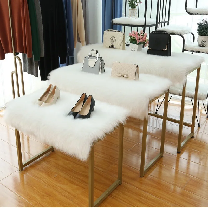 Fur Sheepskin Rugs for Photography,Soft Plush Carpets for Display, Dressing Table, Chair Cover, Shaggy Fluffy White Rug, Home