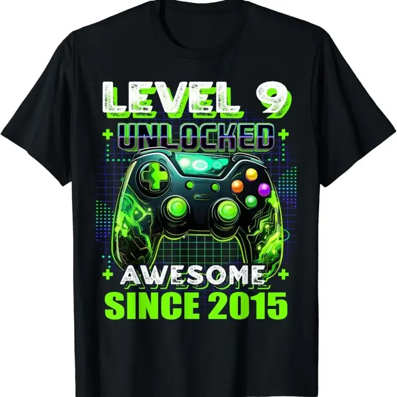 T-shirt drôle pour garçon de 9 ans, gamer, 9e anniversaire, pour le 9e anniversaire de son fils