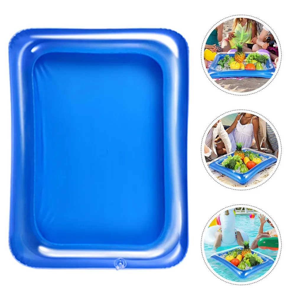 2Pcs Inflatable Serving Ice Bar Cooler Tray Large Floating Cooler for Pool Party Beach Picnic Drink Food Buffet