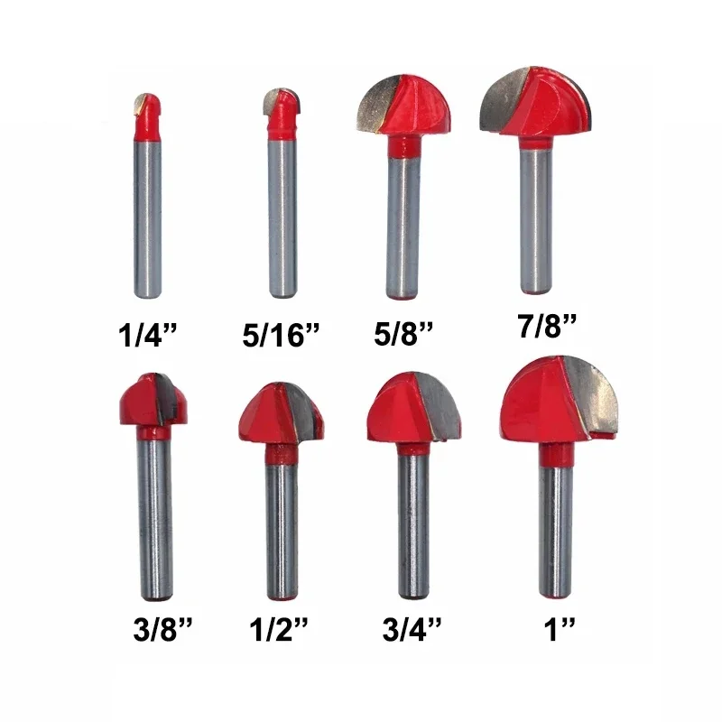 1pc 1/4 6.35mm Shank Ball Nose Router Bit Round Milling Cutter for Wood CNC Radius Core Box Solid Carbide Tools