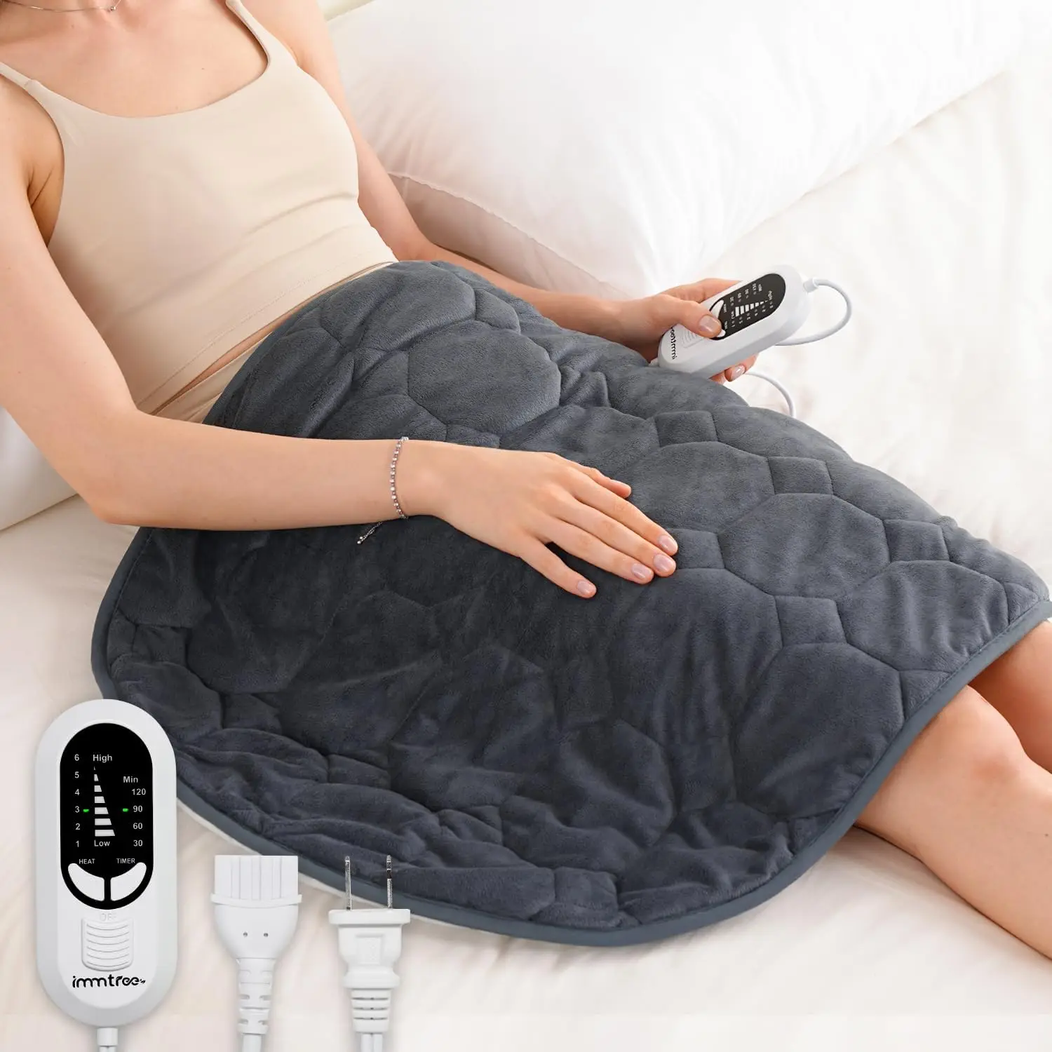 

Электрическое греющее одеяло увеличенного размера для снятия боли, 29x24 дюйма, с 6 режимами нагрева, темно-серое