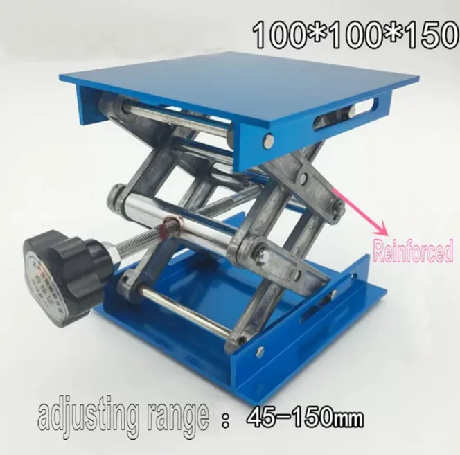 1Pc 100mm/150mm/00mm Reinforced Aluminum Oxide Adjustable Lifting Platforms Lab Jack Scissor Stand Rack