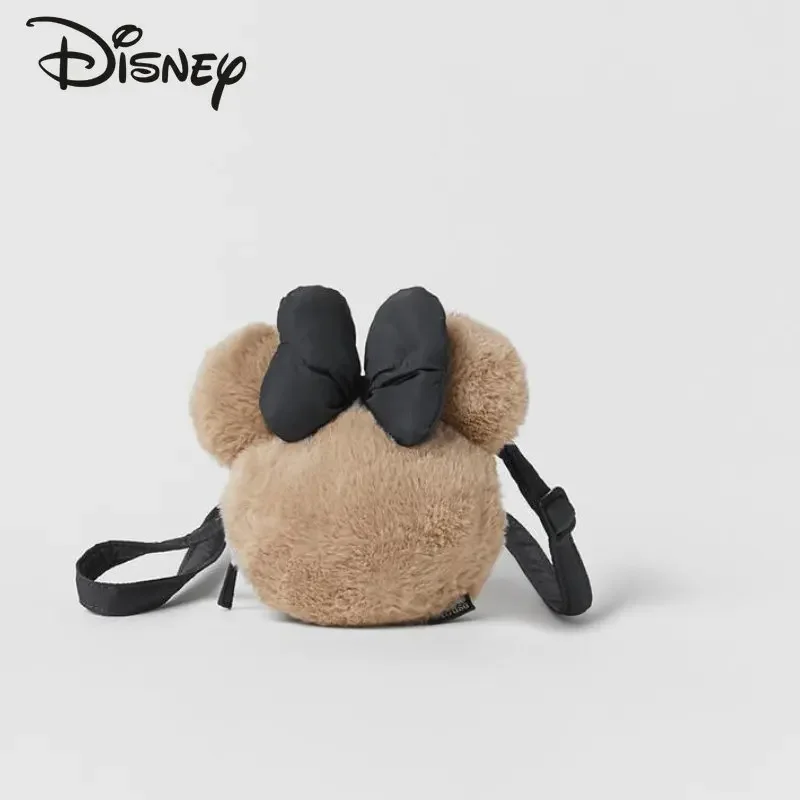 Disney Minnie 2025 New Girl's Plush Bag Cartoon Cute Girl's One Shoulder Oblique Bag High Quality Fashion Mini Plush Oblique Bag