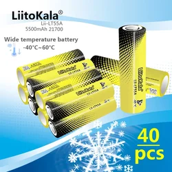 40PCS LiitoKala Lii-LT55A 21700 5500mAh 3.7V 1C High Discharge Power Rechargeable 21700 Battery Internal Resistance 10mohm