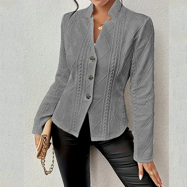 Frauen Blazer Jacke Anzug Mantel Einreiher Stehkragen Schlank Oberbekleidung Temperament Büro Dame 2025, Frühling Vintage Tops – Detail 16