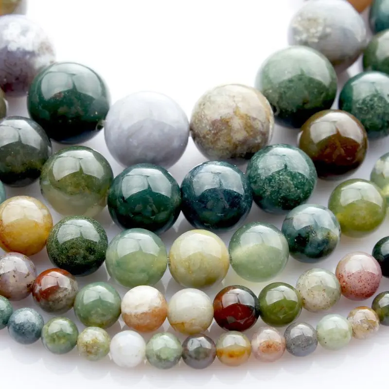 4mm/6mm/8mm/10mm Natural Stone Indian Agate Loose Beads for Handmade DIY Bracelets, Necklaces, and Clothing Accessory Beads.