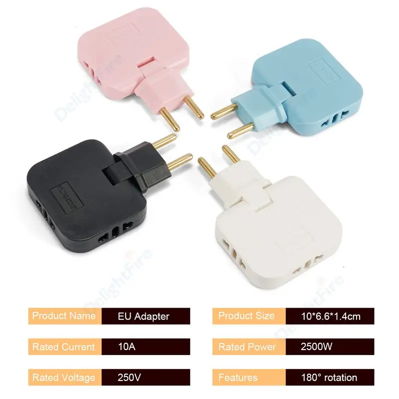 3 in 1 EU Power Socket Plug Adapter Foldable US To EU Travel Aadapters Power Converter KR Plug Electrical Socket AC Outlet