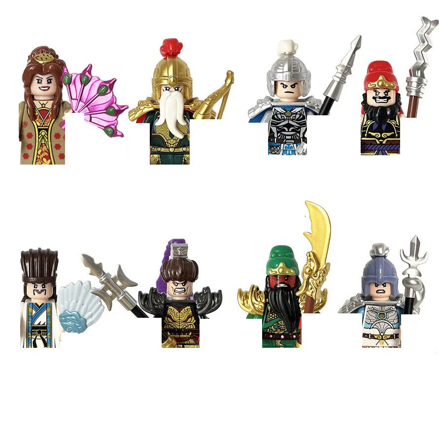 8 Mini Human Building Blocks Toy Three Kingdoms Hero Character War Horse Set Building Blocks Puzzle Assembly Toy Children\'s Gift