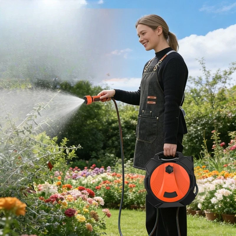 20M Explosion-Proof Water Hose Reel Cart Portable Multi-Function Nozzle for Garden Vegetable Watering Patio Cleaning