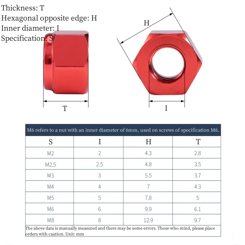 Aluminum Lock Nuts M2 M2.5 M3 M4 M5 M6 M8 Anodized colorful Aluminum Hex Nylon Insert Lock Nut Self-locking Locknut 2/5/10pcs