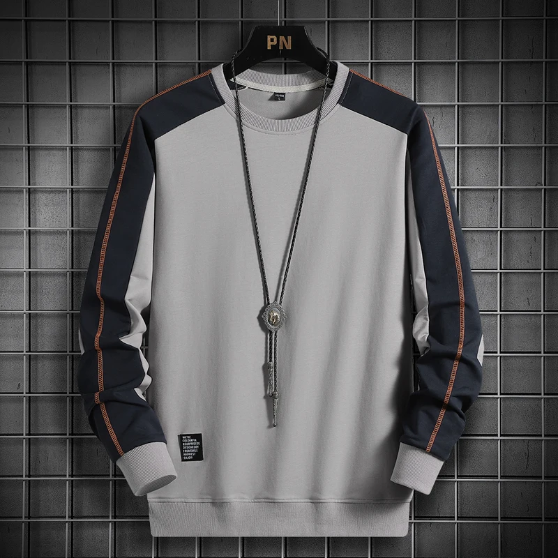 

New Autumn and Spring Long sleeved T-shirt for Men's Sweater Underlay Shirt for Men's Round Neck Pullover Sweater for Men