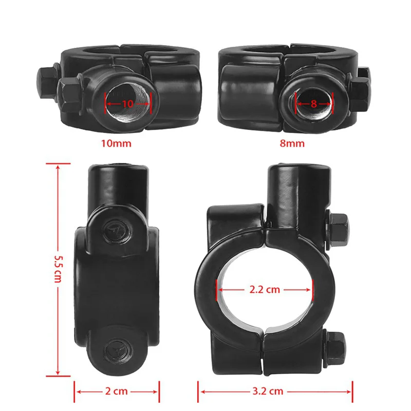 1PC 22mm M8 M10 Motorcycle Rearview Handlebar Mirror Mount Holder Adapter Clamp Base Canopy Bracket Retrofit Accessories