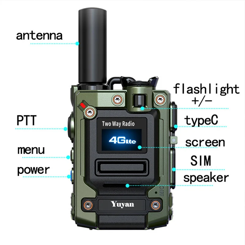 Yuyan G300 rugged  4g two-way radio ptt walkie-talkie sim card poc  radio poc walkie talkie long range 5000km pair