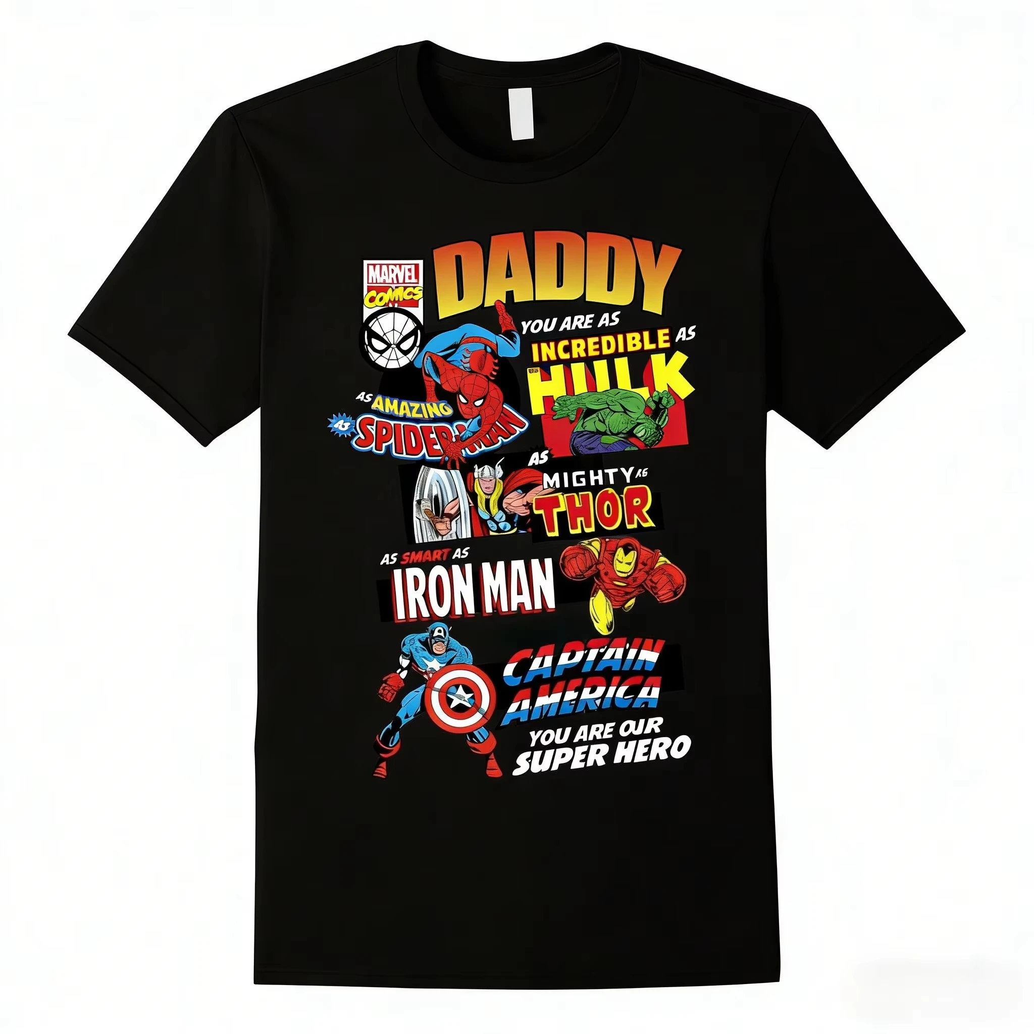 

Футболка Marvel Daddy Superhero для мужчин, футболка с изображением Человека-паука, Халка, Тора, Железного человека, футболка с графическим принтом на День отца