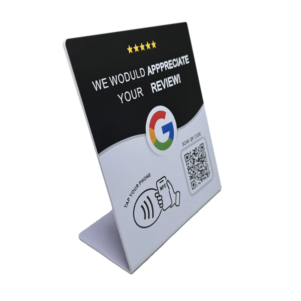 N-tag Crad for Google Review NFC station table NFC 13.56Mhz programmable Reviews display bending card standing brand bracket image 3