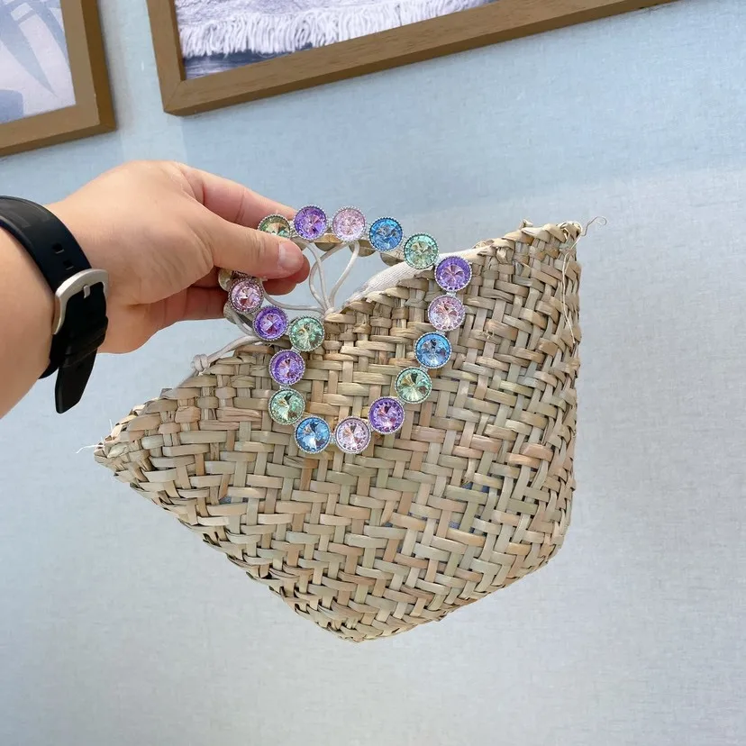 Handmade Diamond Woven Straw Bag Designer Luxury Bag Handbag For Women 2023 High Quality Summer Bali Vacations Beach Bag Purses