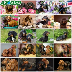 AZQSD Paint by Numbers For Adults Dog Flower Drawing on Canvas Animal Art Handpainted Gift Europe Decorative Home Decoration