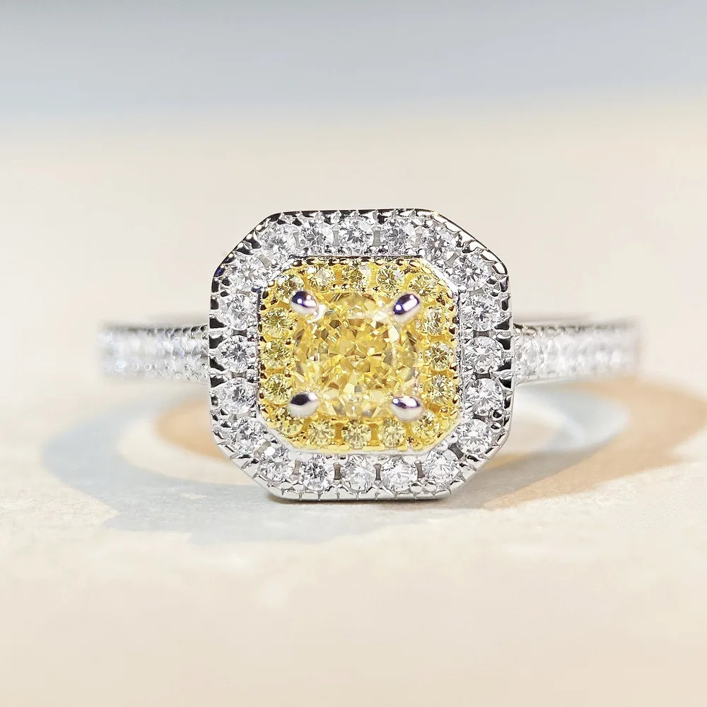 

Новое винтажное кольцо из стерлингового серебра 925 пробы с желтым и розовым цирконом для женщин, свадебные украшения, подарочный аксессуар